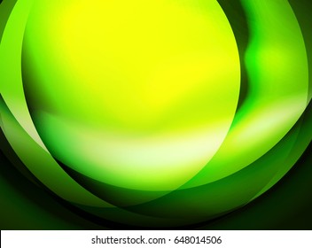 Shiny green silk wave template, color satin with effects, vector abstract background