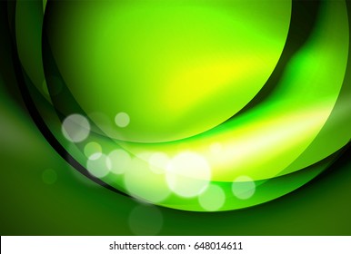 Shiny green silk wave template, color satin with effects, vector abstract background