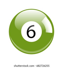 Shiny Green Six Pool - Billiard Ball Icon Vector Isolated