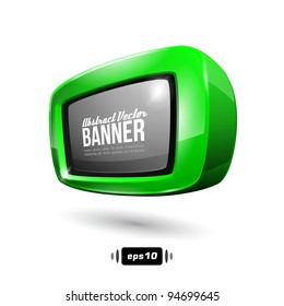 Shiny Green Square Banner With Rounded Corners EPS10