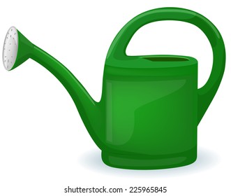Shiny green watering can - vector illustration