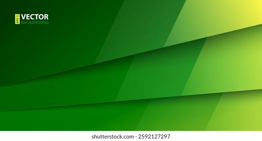 Shiny green and yellow layers with realistic shadows abstract background. RGB EPS 10 vector illustration