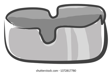 A shiny grey colour empty ashtray placed on the table vector color drawing or illustration 