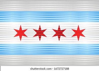 Shiny Grunge flag of the Chicago - Illustration, 
Three dimensional flag of Chicago