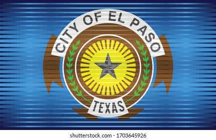 Shiny Grunge flag of the El Paso - Illustration, 
Three dimensional flag of El Paso