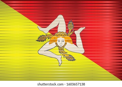 Shiny Grunge flag of the Sicily - Illustration, 
Three dimensional flag of Sicily