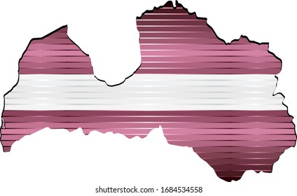 Shiny Grunge map of the Latvia - Illustration, 
Three Dimensional Map of Latvia