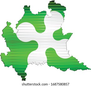 Shiny Grunge map of the Lombardy - Illustration, 
Three Dimensional Map of Lombardy