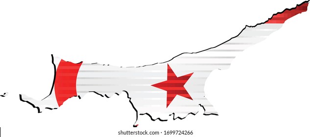 Shiny Grunge map of the Northern Cyprus - Illustration, 
Three Dimensional Map of Northern Cyprus