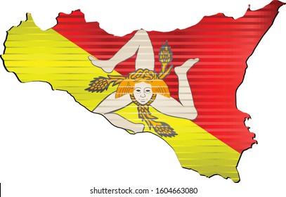 Shiny Grunge map of the Sicily - Illustration, 
Three Dimensional Map of Sicily