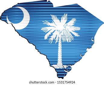 Shiny Grunge map of the South Carolina - Illustration, 
Three Dimensional Map of South Carolina