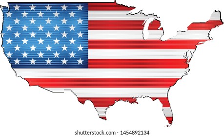 Shiny Grunge map of the USA - Illustration, 
Three Dimensional Map of USA
