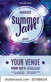 Shiny grunge summer jam flyer template design