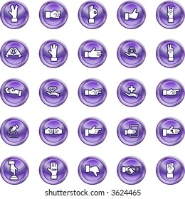 Shiny Hands Icon set.  A set of lots of shiny hand icons.