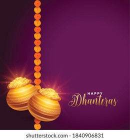 shiny happy dhanteras festival wishes background design