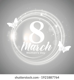shiny happy women's day background with butterfly