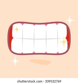 Shiny healthy teeth in close up vector cartoon