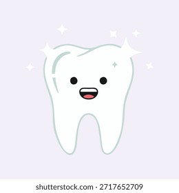 Shiny healthy tooth mascot vector. Clean tooth illustration for oral healthcare and dental clinic concepts.