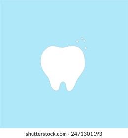 Shiny and healthy tooth on blue background. Oral dental hygiene vector illustration