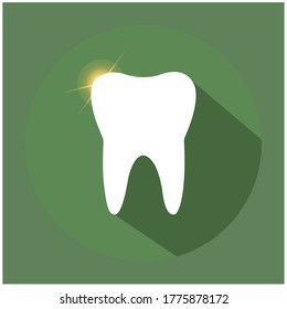 shiny healthy tooth on a green background logo