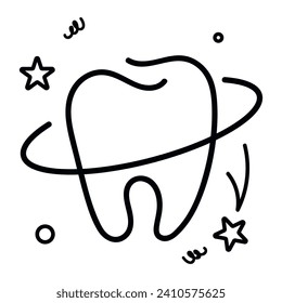 Icono de vector dental brillante y saludable. Ilustración vectorial de icono dental de contorno. Icono de línea de dentista. Icono vectorial de símbolo de forma dental.