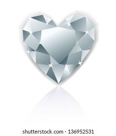 Shiny heart diamond with reflection