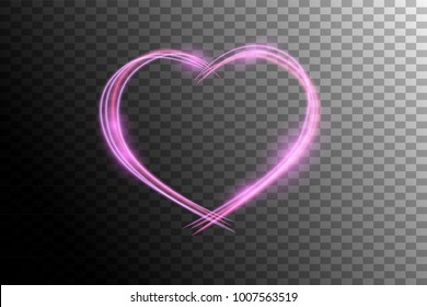 Shiny heart  frame on transparent background.Vector Illustration of Valentine s day card for Design, Website, Banner