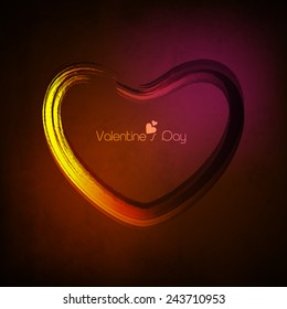 Shiny heart made by paint stroke for Happy Valentine's Day celebration on colorful background.