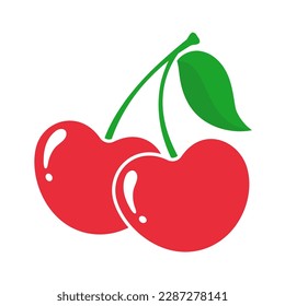 shiny heart shaped red berry fruit with green leaves