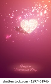 Shiny heart. Soft beautiful background for Valentines Day design vector.