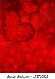 Shiny hearts bokeh light Valentine's day background. EPS10