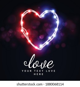 Shiny hearts bokeh light Valentine's day background. Vector illustration.Wallpaper.flyers, invitation, posters, brochure, banners.