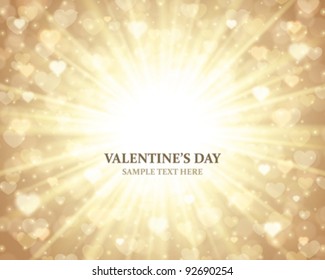 Shiny hearts bokeh light Valentine's day background eps 10