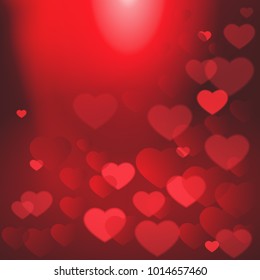 Shiny Hearts Bokeh Valentine Day Background Template Poster Vector Illustration