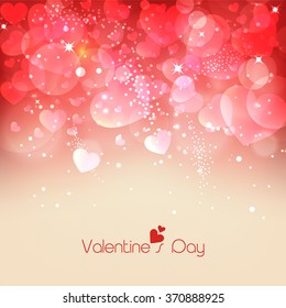 Shiny hearts decorated elegant greeting card design for Happy Valentine's Day celebration.