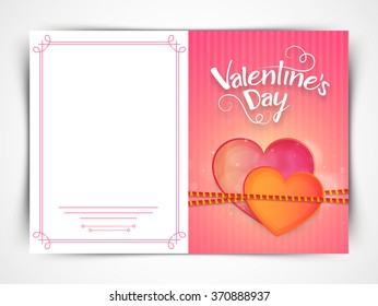 Shiny hearts decorated elegant greeting card design for Happy Valentine's Day celebration.