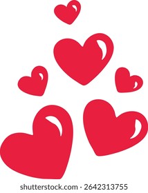 Shiny Hearts Love Symbol. Heart Clipart Elements.