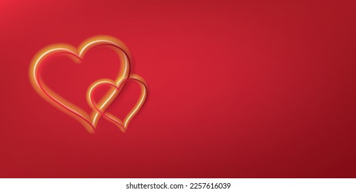 Shiny Hearts on Red Background Vector Illustration