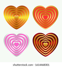 Shiny hearts on a white background .Vector graphic.