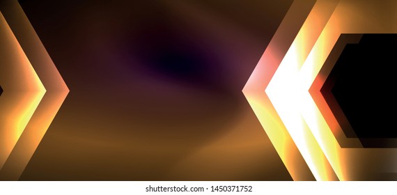 Shiny hexagon neon template. Futuristic digital technology concept. Vector abstract graphic design. Vector vintage retro illustration.