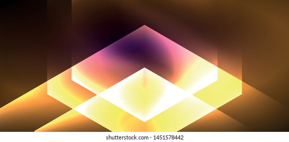 Shiny hexagon neon template. Futuristic digital technology concept. Vector abstract graphic design. Vector vintage retro illustration.