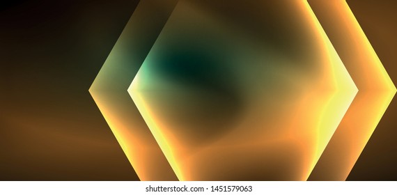 Shiny hexagon neon template. Futuristic digital technology concept. Vector abstract graphic design. Vector vintage retro illustration.