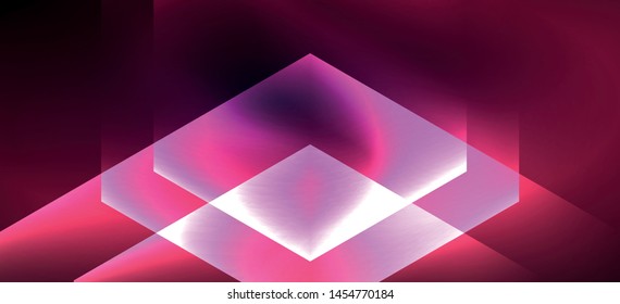 Shiny hexagon neon template. Futuristic digital technology concept. Vector abstract graphic design. Vector vintage retro illustration.
