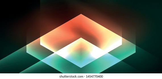 Shiny hexagon neon template. Futuristic digital technology concept. Vector abstract graphic design. Vector vintage retro illustration.