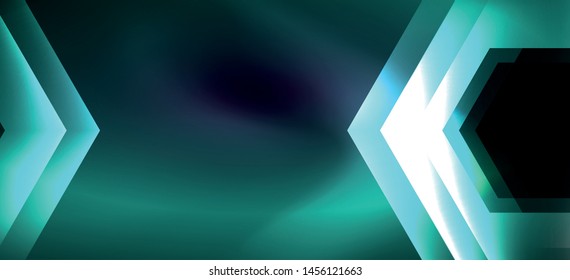 Shiny hexagon neon template. Futuristic digital technology concept. Vector abstract graphic design. Vector vintage retro illustration.