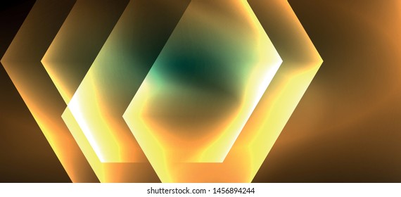 Shiny hexagon neon template. Futuristic digital technology concept. Vector abstract graphic design. Vector vintage retro illustration.