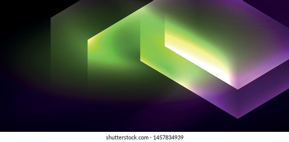 Shiny hexagon neon template. Futuristic digital technology concept. Vector abstract graphic design. Vector vintage retro illustration.