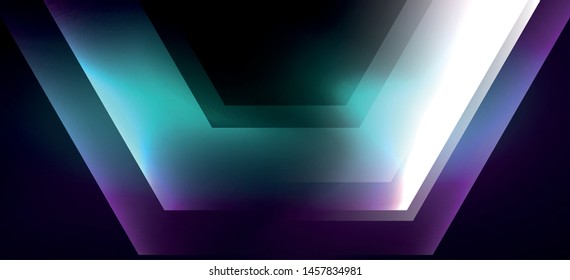 Shiny hexagon neon template. Futuristic digital technology concept. Vector abstract graphic design. Vector vintage retro illustration.