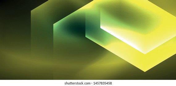 Shiny hexagon neon template. Futuristic digital technology concept. Vector abstract graphic design. Vector vintage retro illustration.