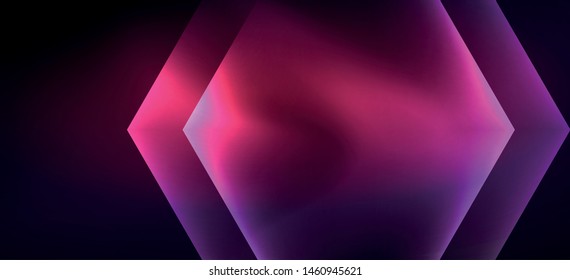 Shiny hexagon neon template. Futuristic digital technology concept. Vector abstract graphic design. Vector vintage retro illustration.